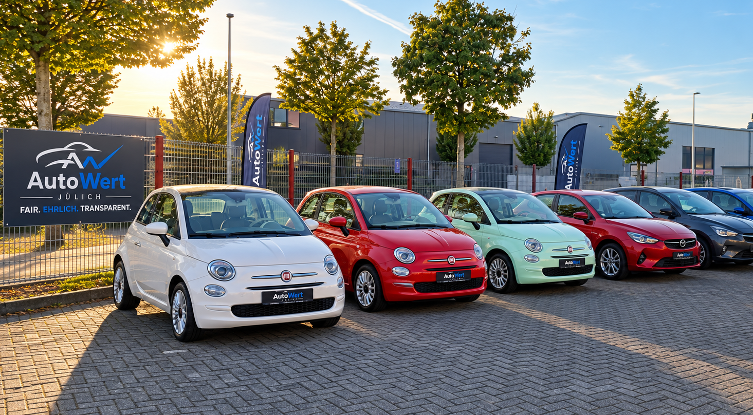 Fahrzeuge vor dem AutoWert-Schriftzug